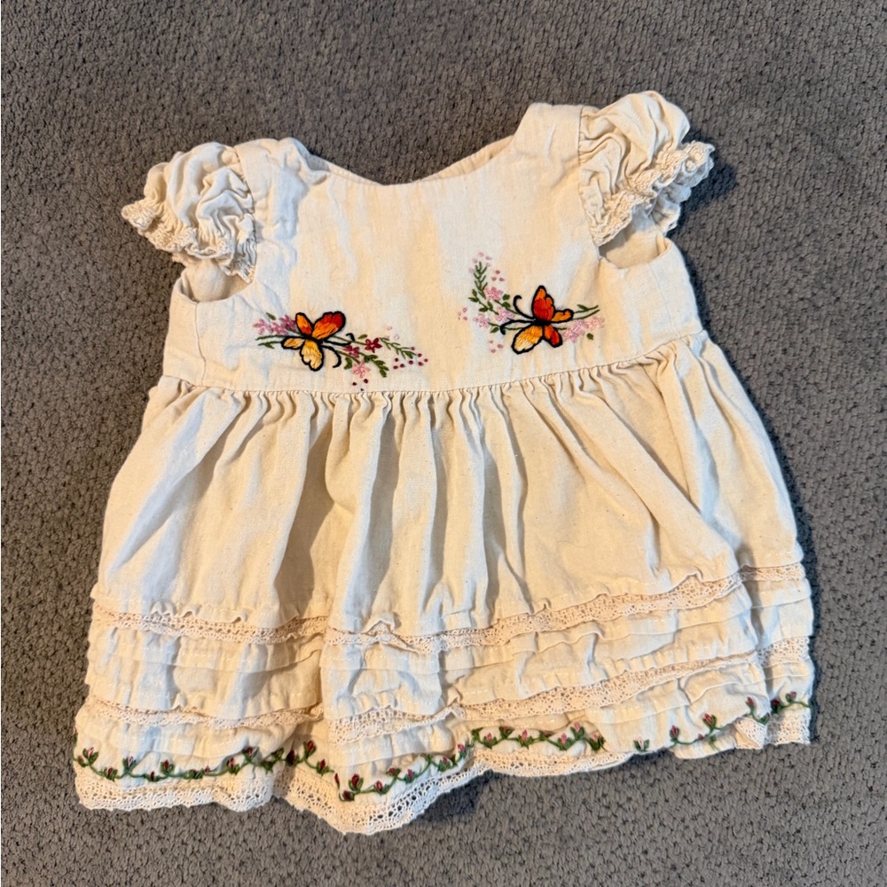 12 Month Hand Embroidered Baby Dress with Floral Design from Spain 🇪🇸